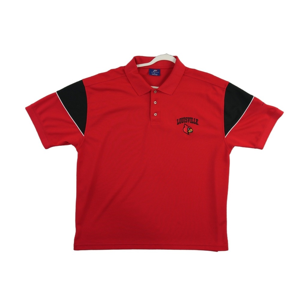 Pro Player Polo Shirt Men's Size XL Red Black Louisville Cardinals Colorblock